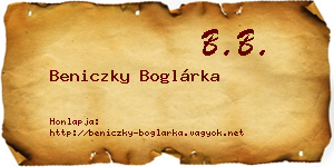 Beniczky Boglárka névjegykártya