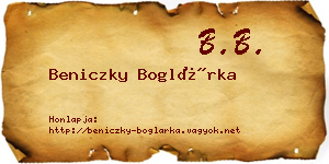 Beniczky Boglárka névjegykártya